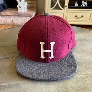 HUF x Starter Maroon & Gray H Logo Wool Snapback Hat LIKE NEW! RARE!